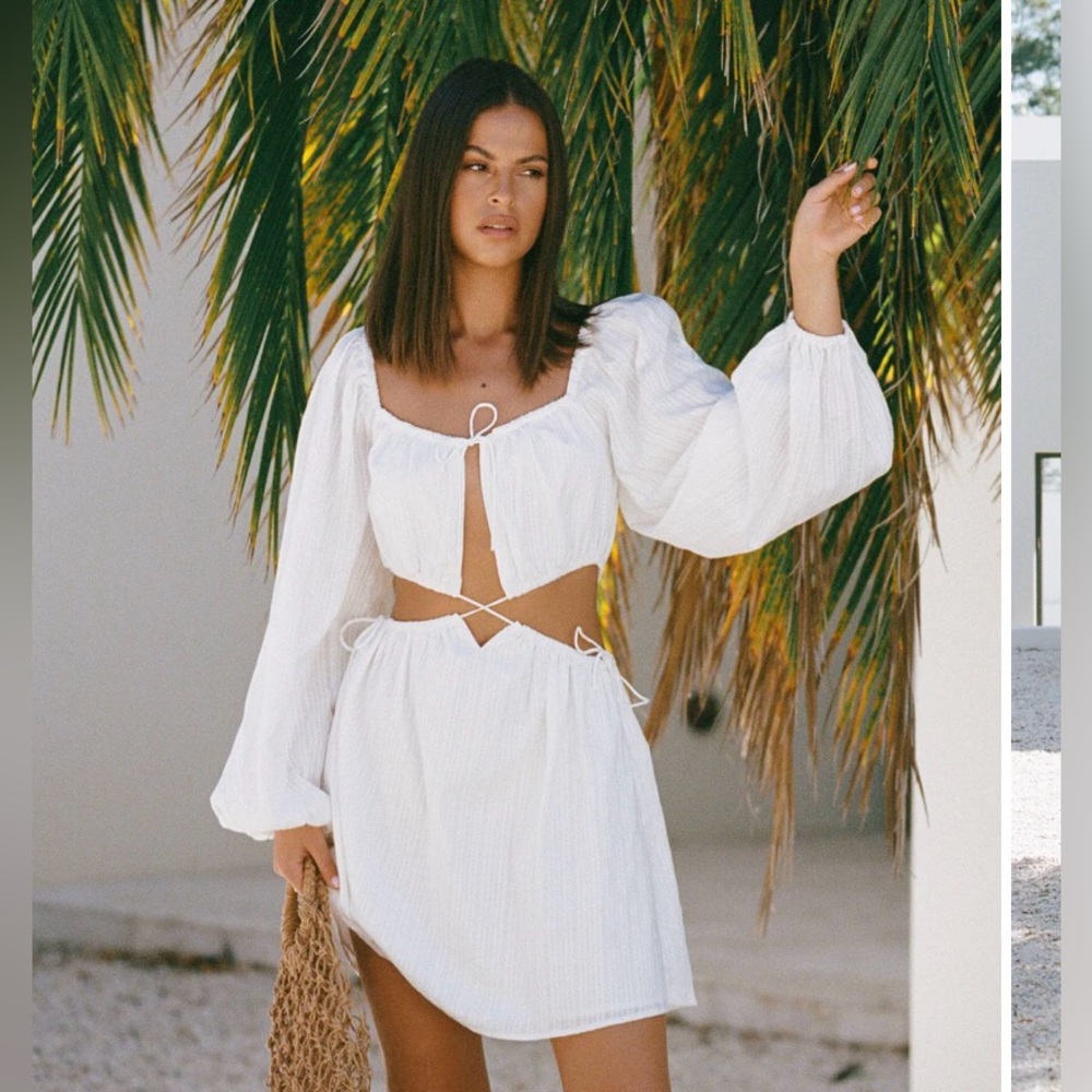 Cut out white dress - Sabo Skirt, Australian brand - S